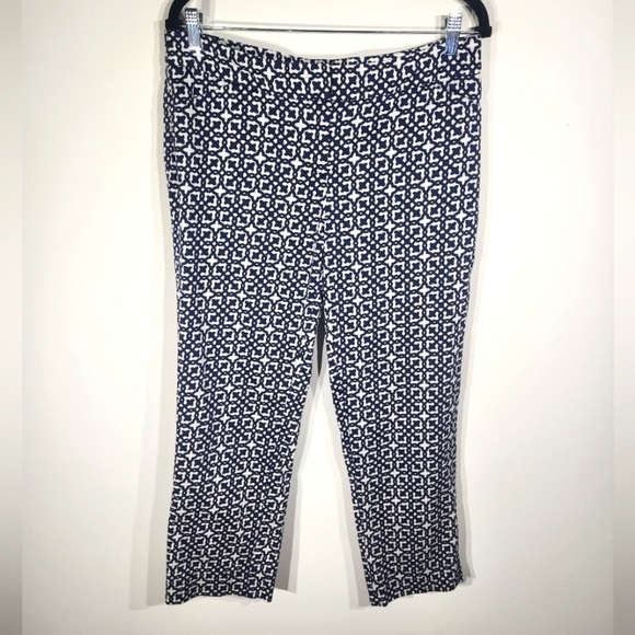 Laundry By Shelli Segal Pants Womens 10 Blue White Pattern - Picture 1 of 10